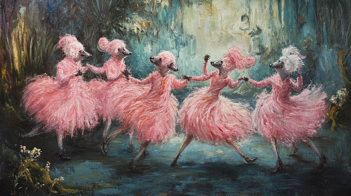 Dancing pink poodles