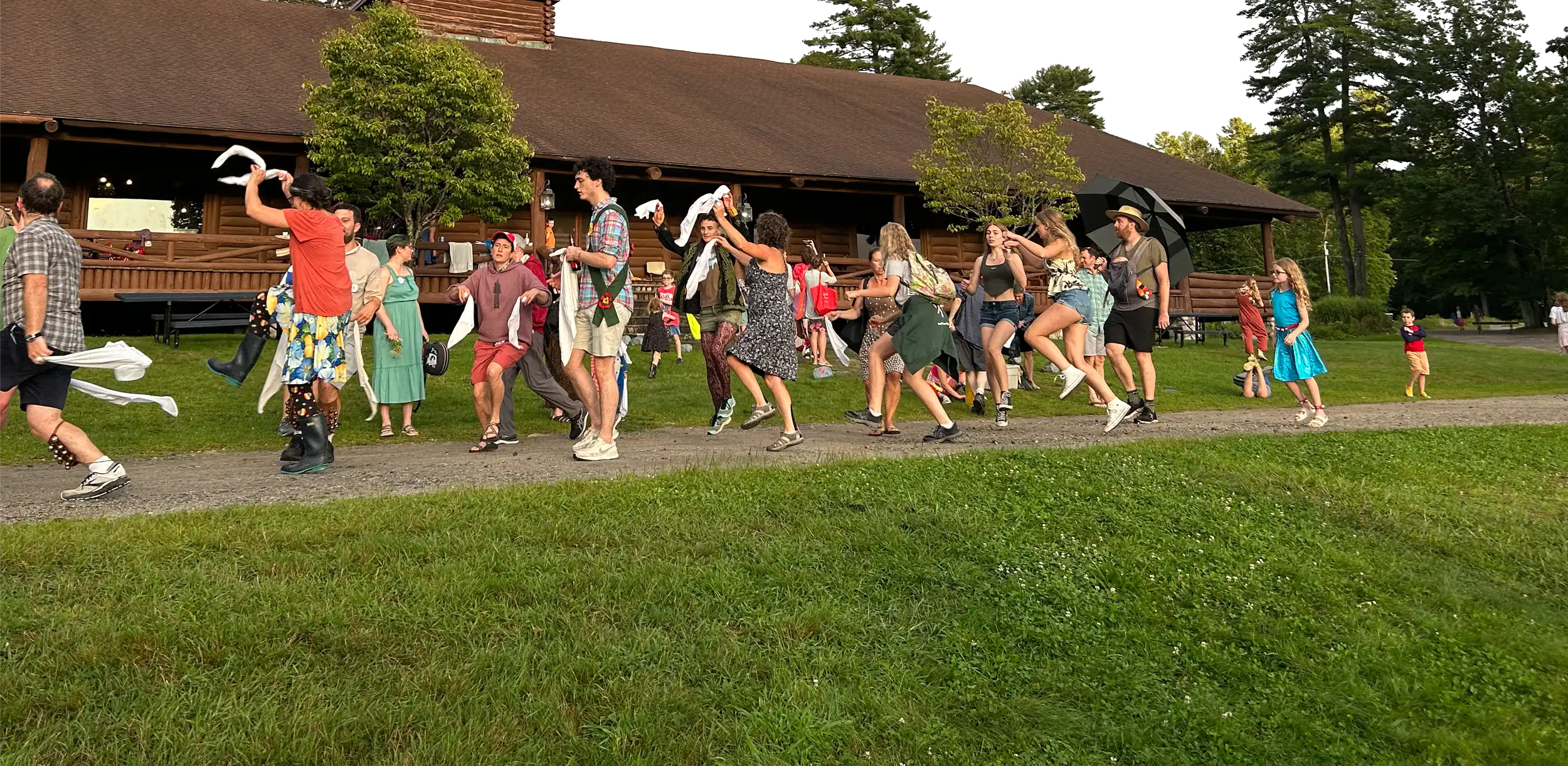 Morris dancers at camp