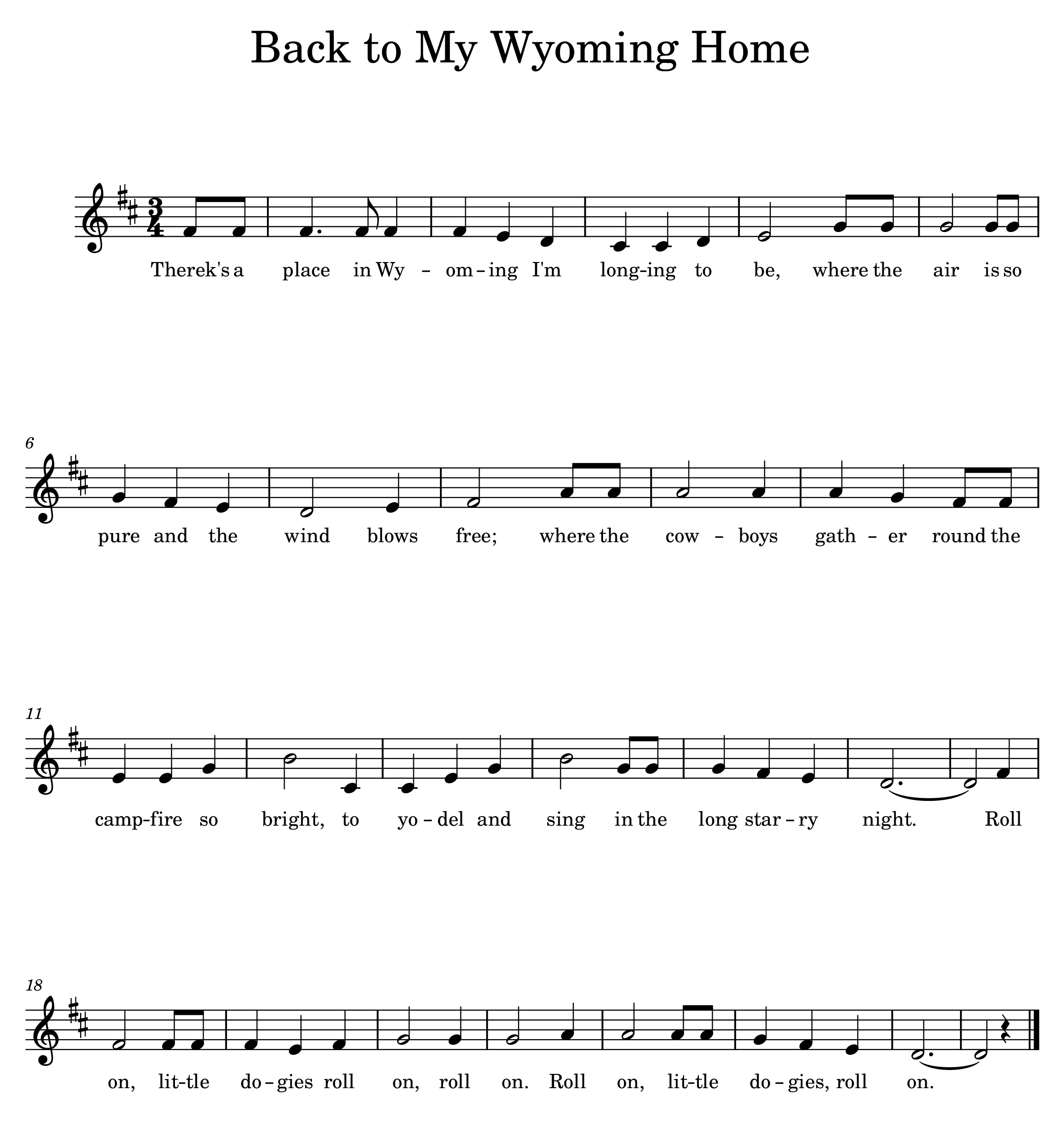 Sheet music for "Back to My Wyoming Home"