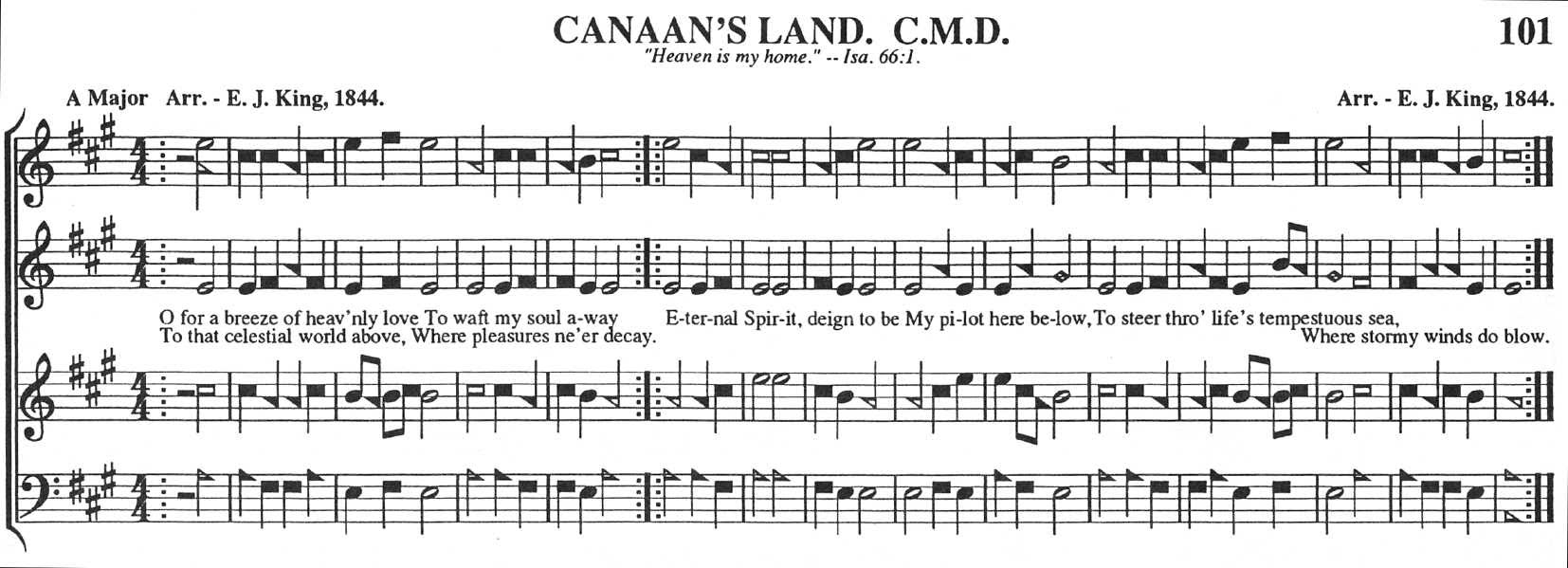Canaan's Land tune notation