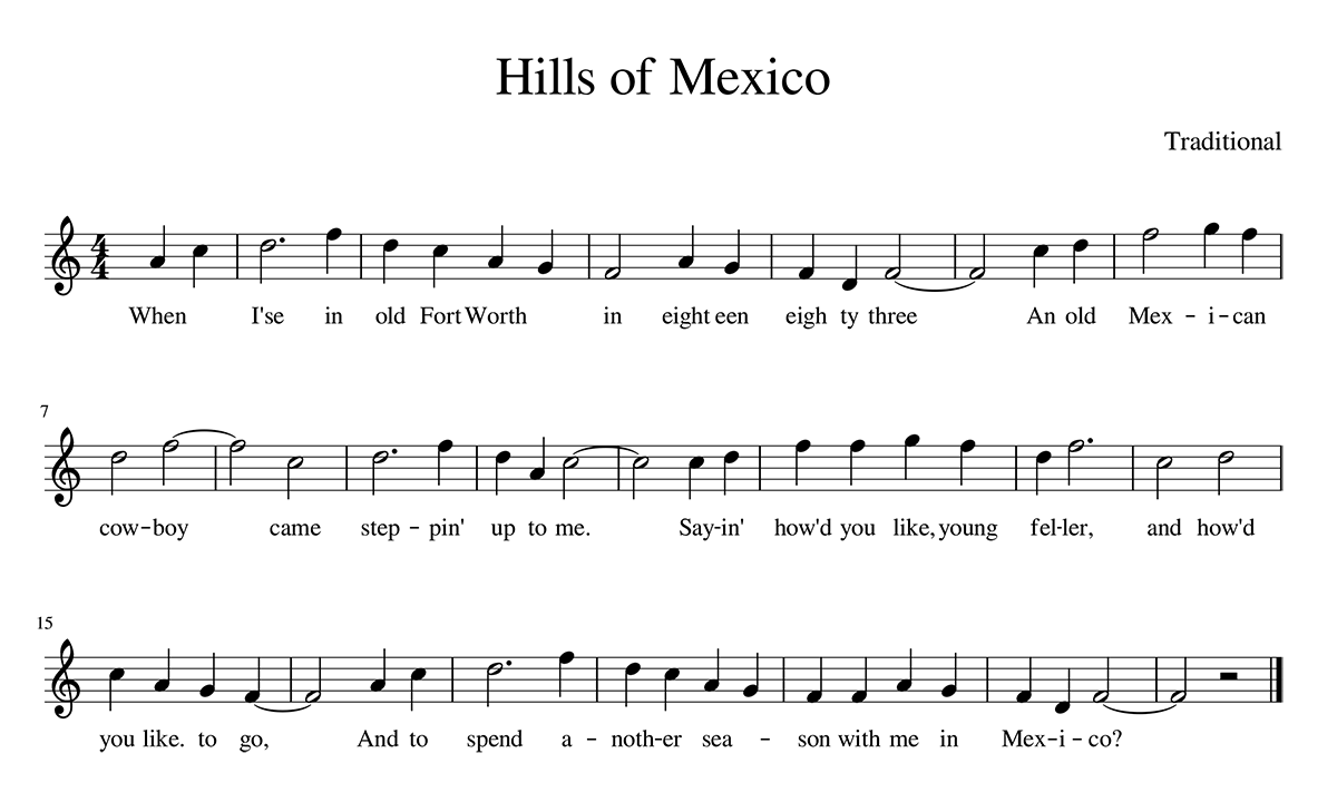 "The Hills of Mexico" sheet music