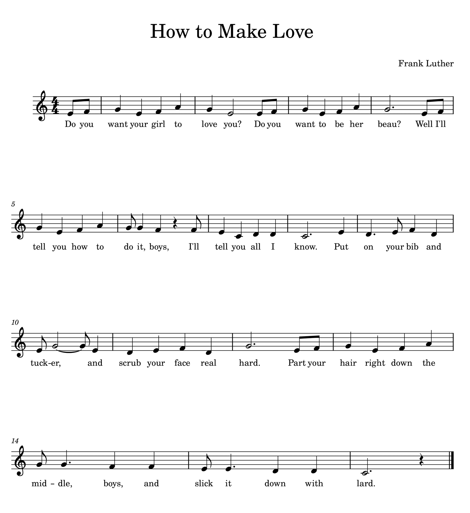 Sheet music for "How to Make Love"