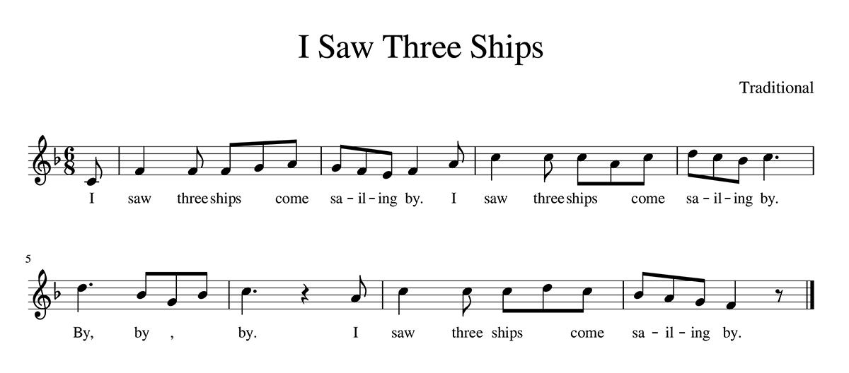 "I Saw Three Ships" sheet music