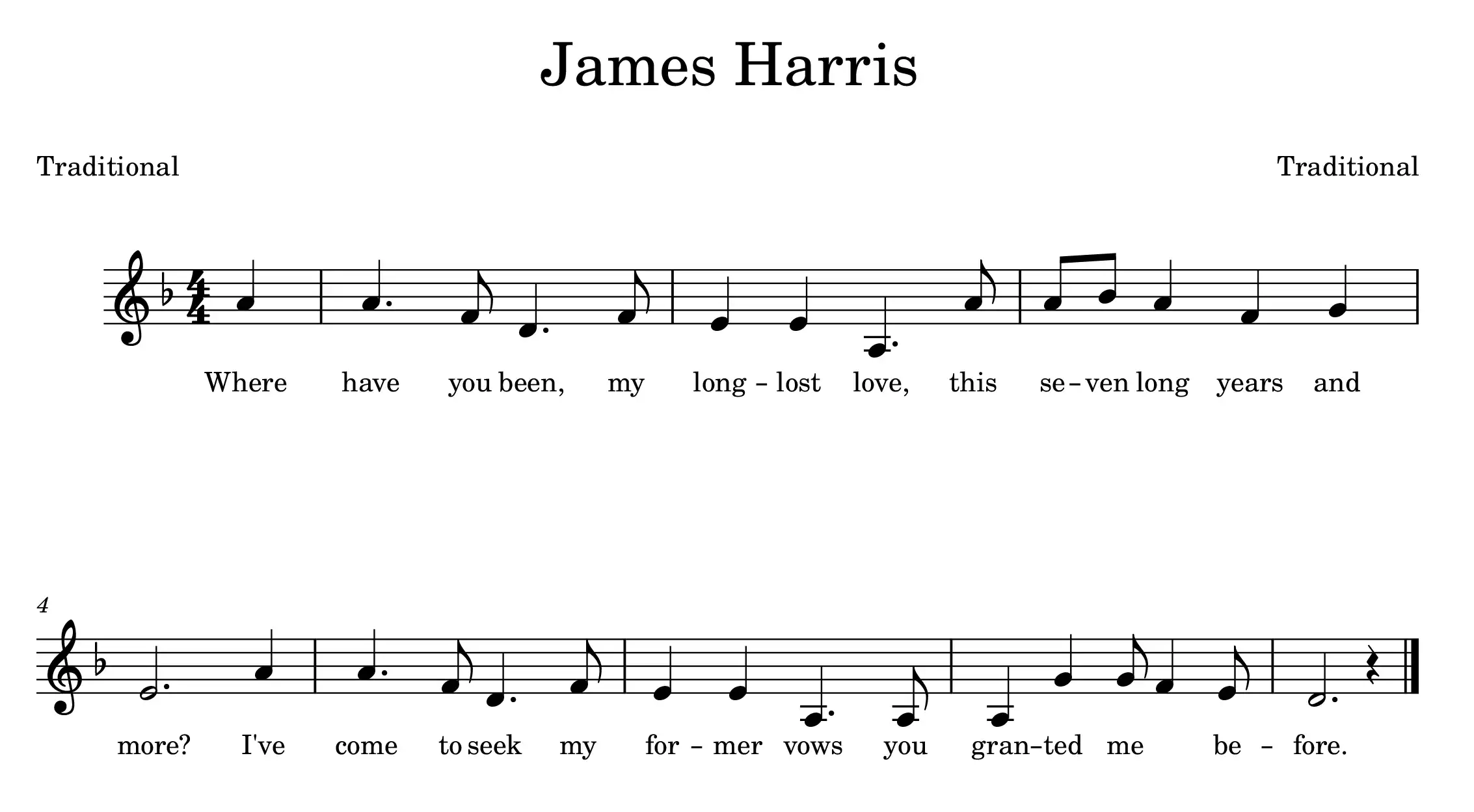 Sheet music for "James Harris"