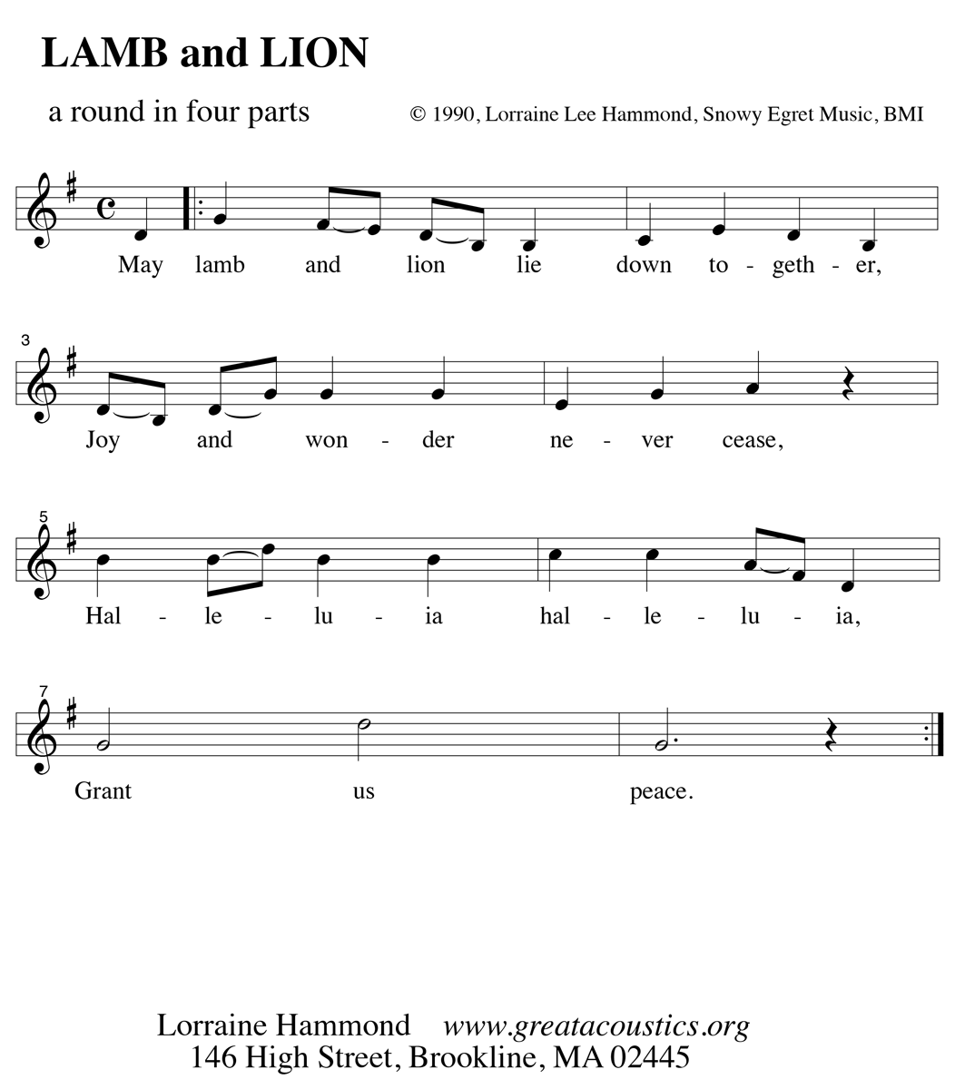 Lamb and Lion tune notation