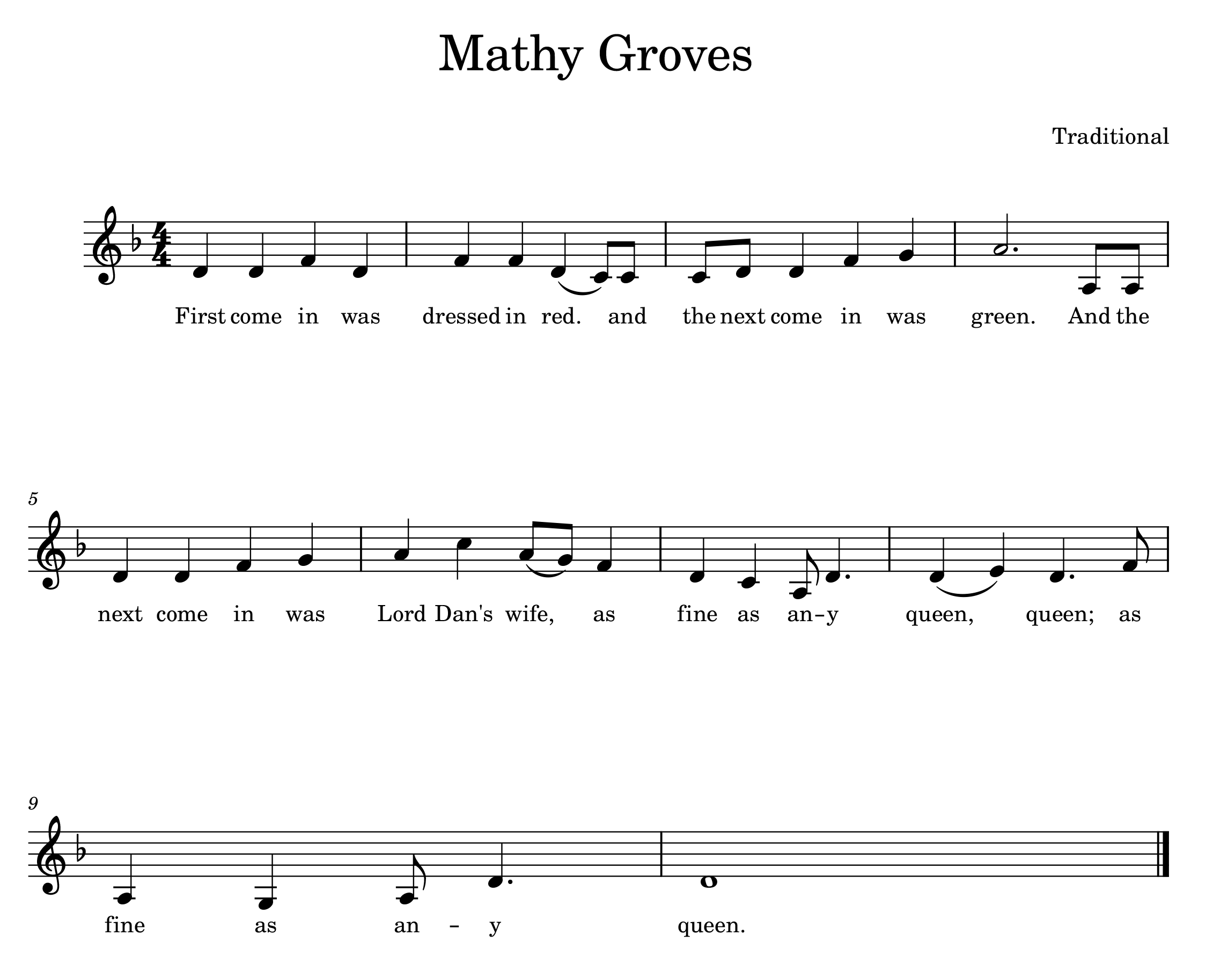 Sheet music for "Mathey Groves"