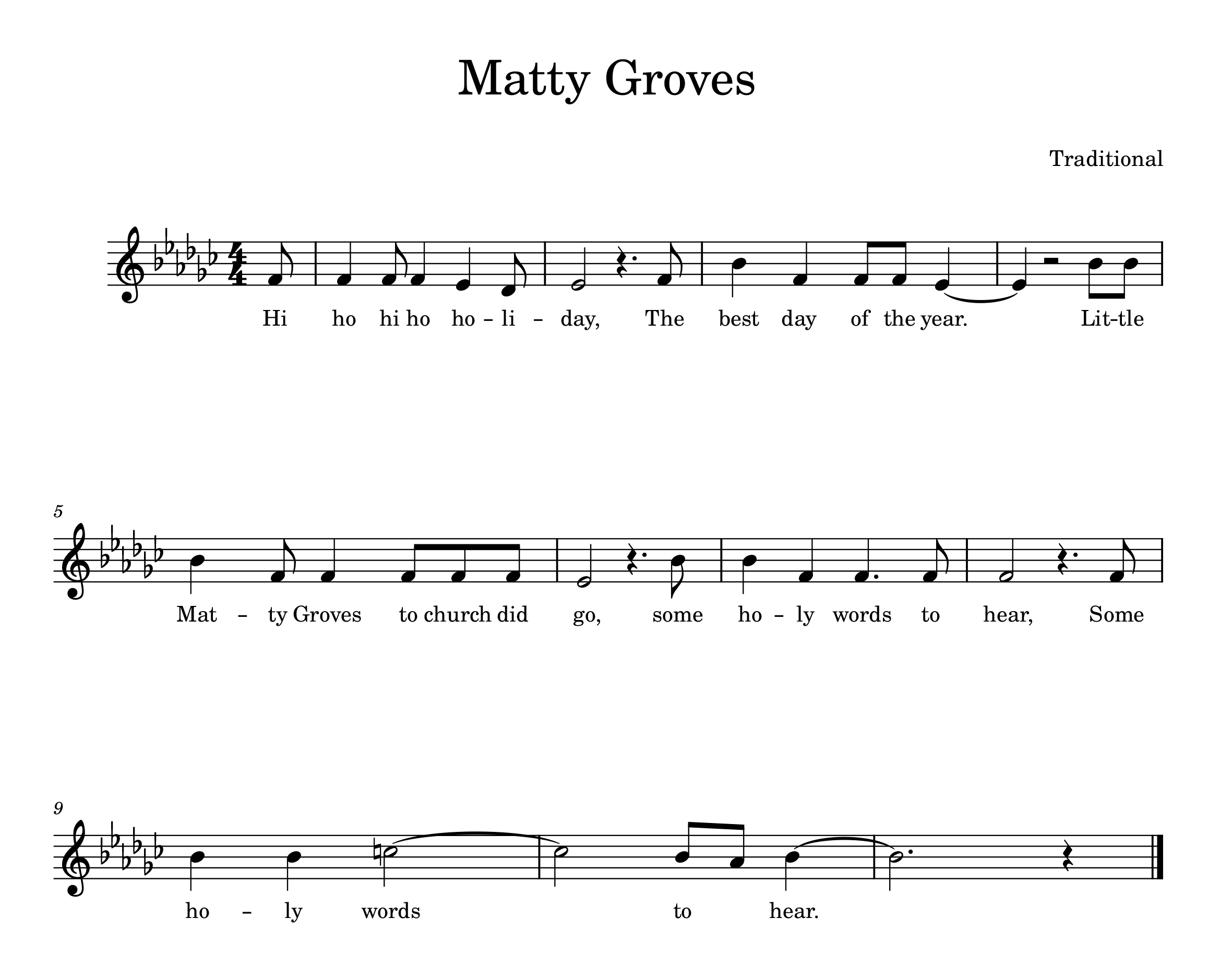 Sheet music for "Matty Groves"