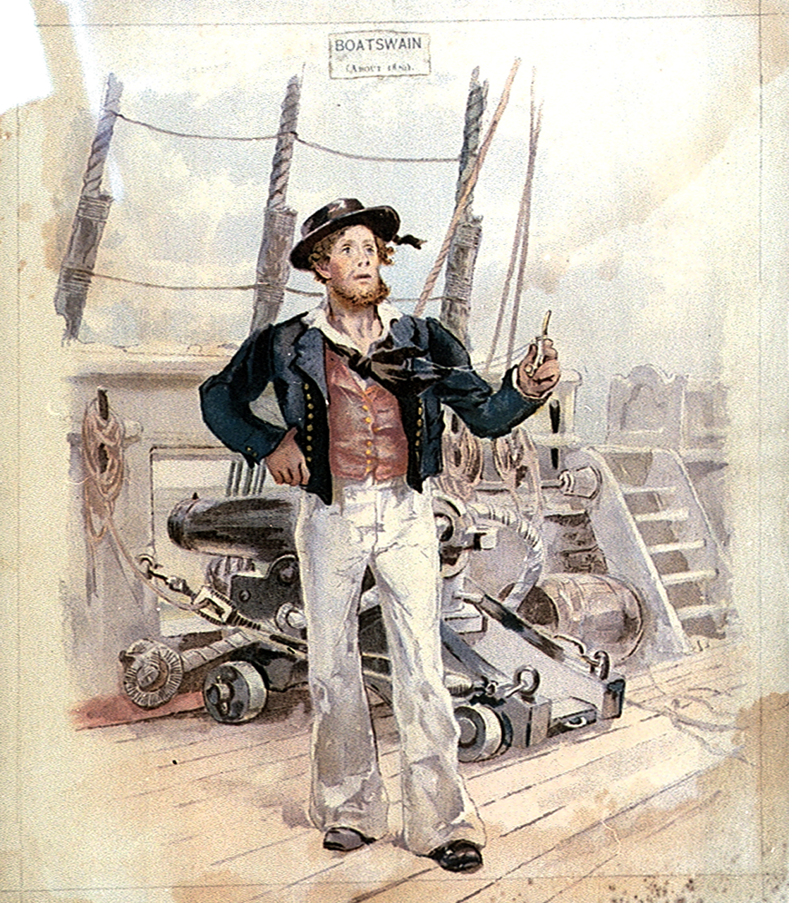 Illustration of a boatswain in the Royal Navy, 1820