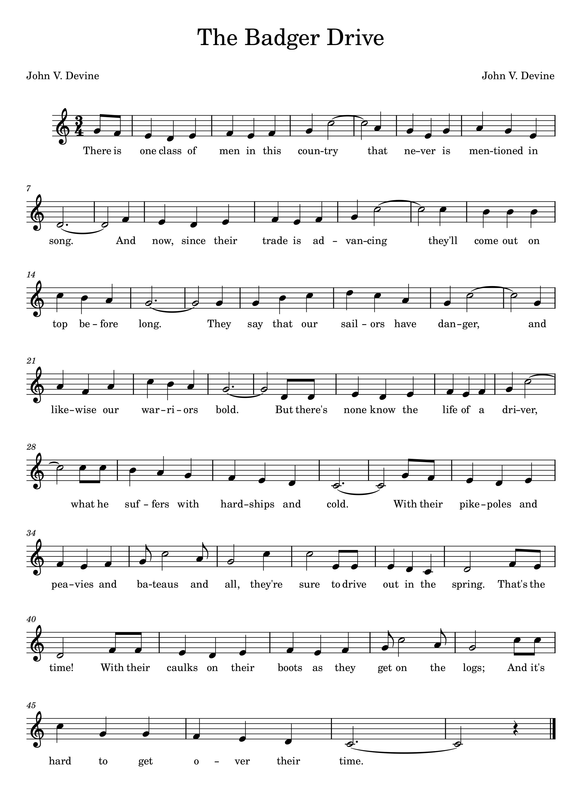 Sheet music for "The Badger Drive"
