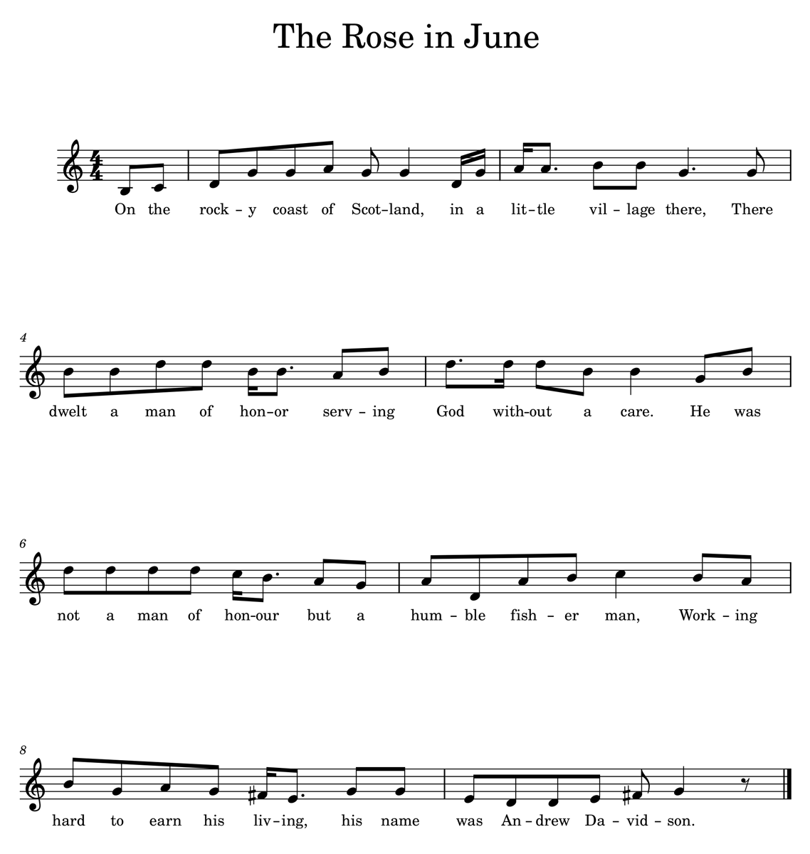 Sheet music for "The Rose in June"