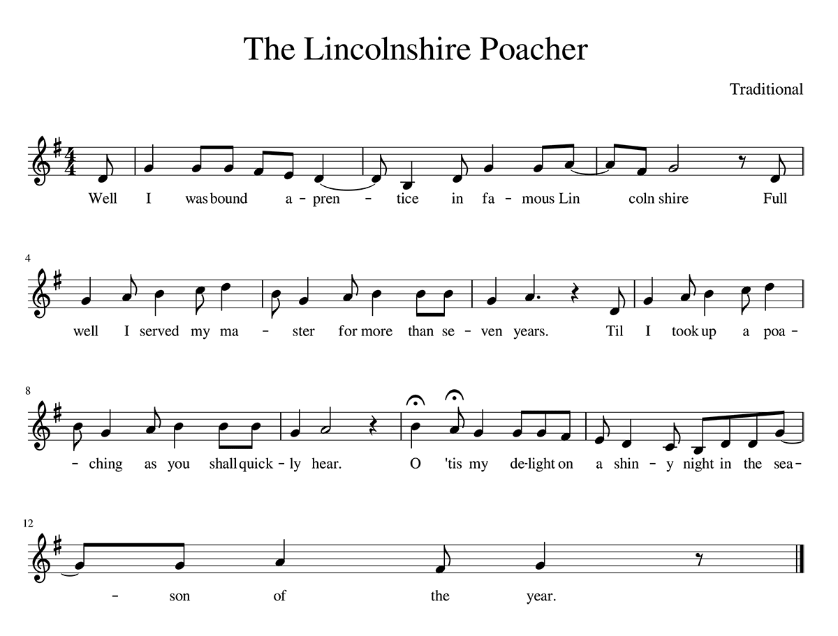 "The Lincolnshire Poacher" sheet music