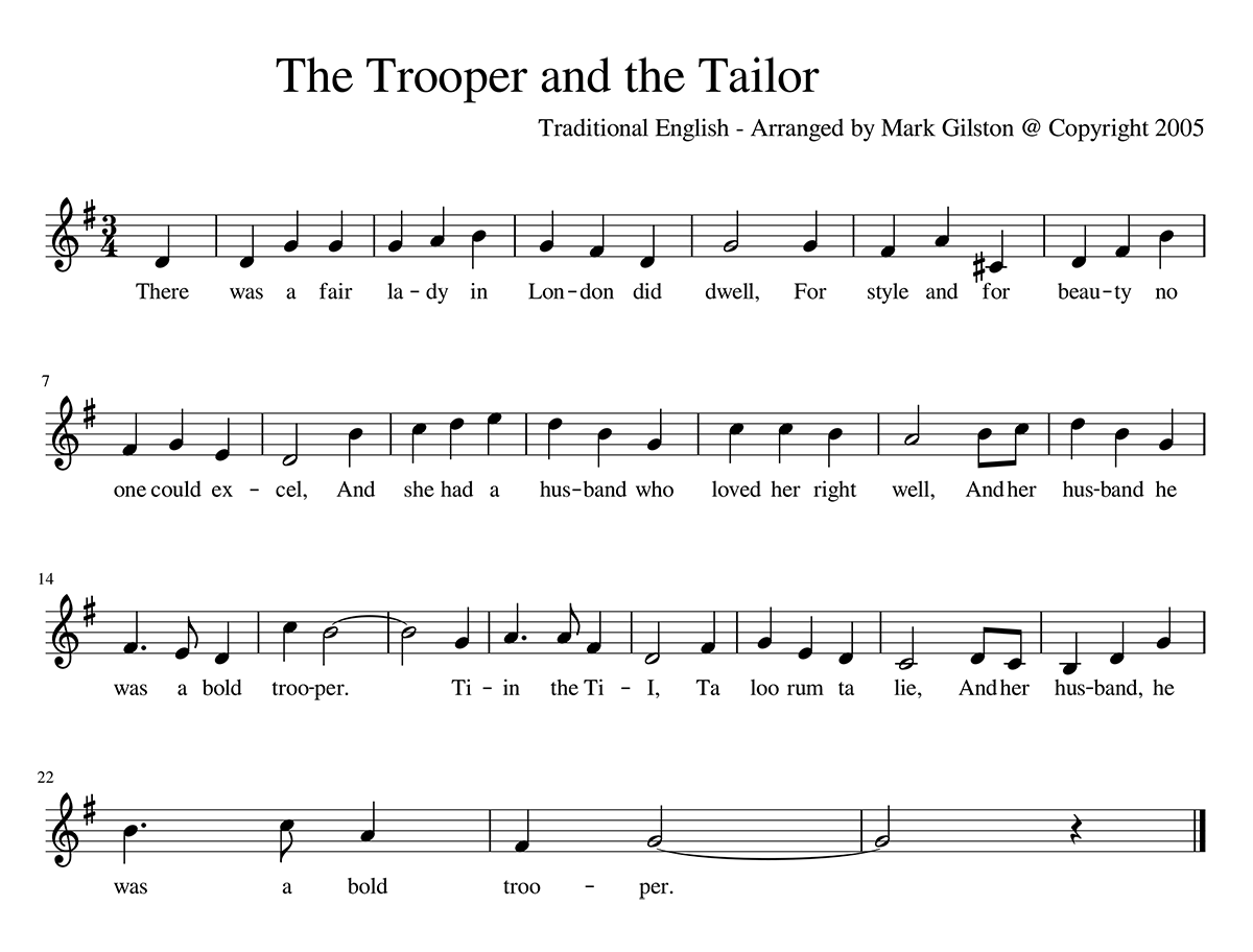 "The Trooper and the Tailor" sheet music