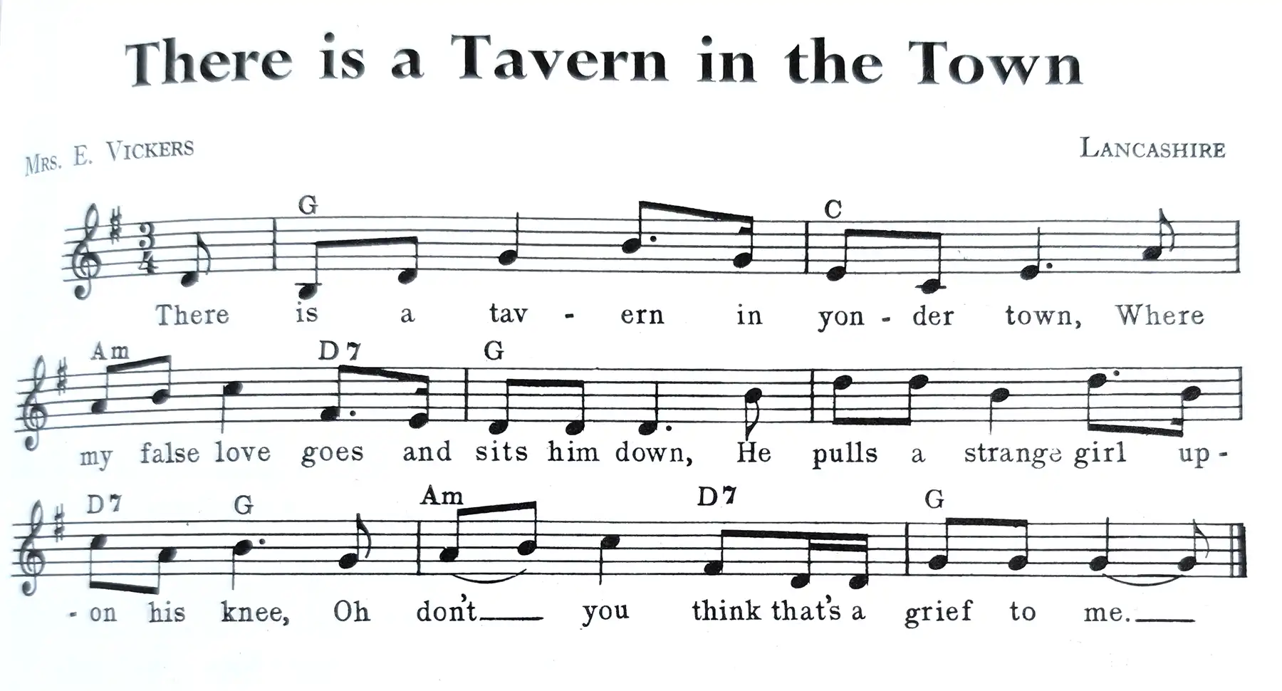 Sheet music for "There Is a Tavern in the Town"