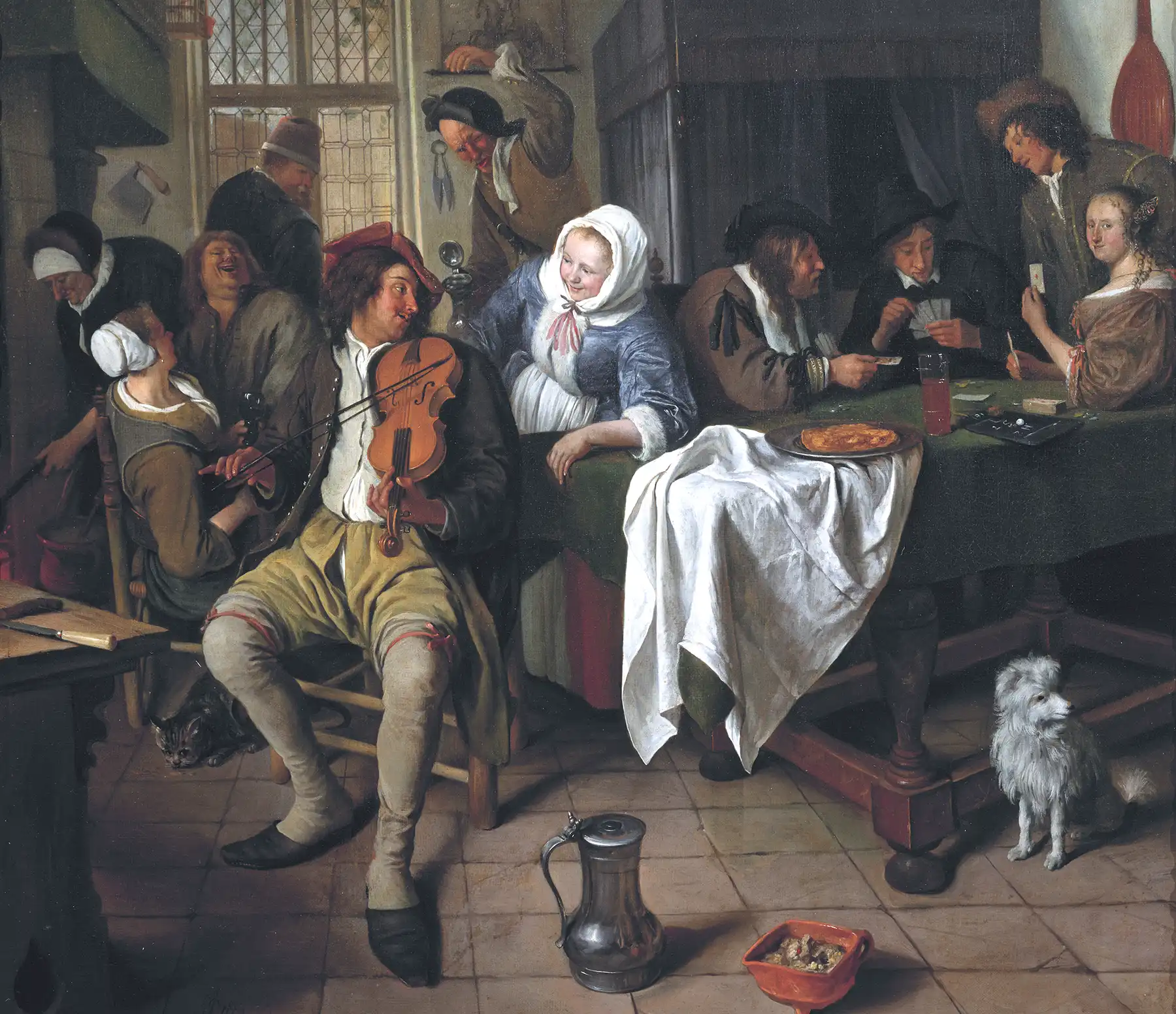 Interior of a Tavern with Card Players and a Violin Player, by Jan Steen