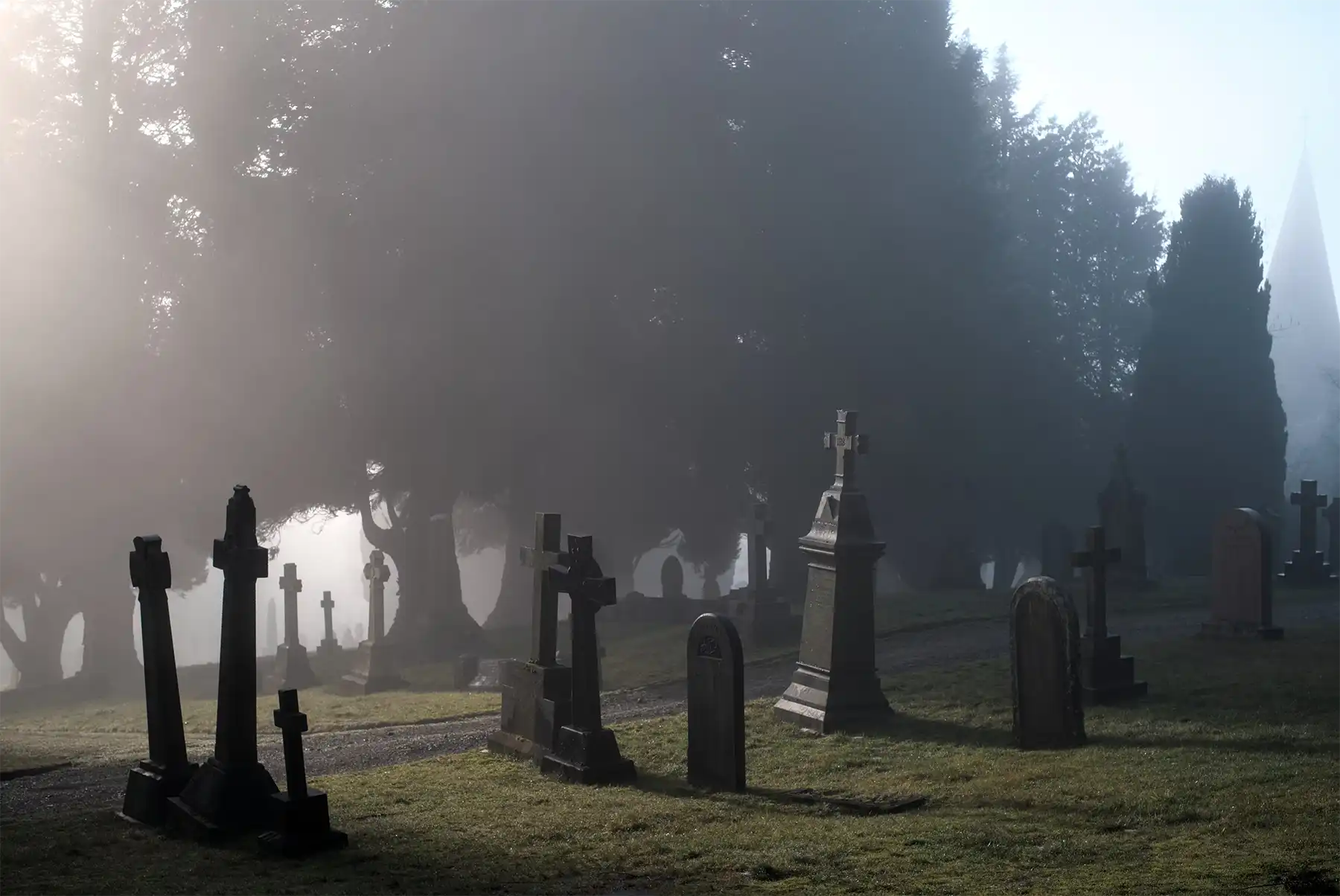 An old cemetery in mist