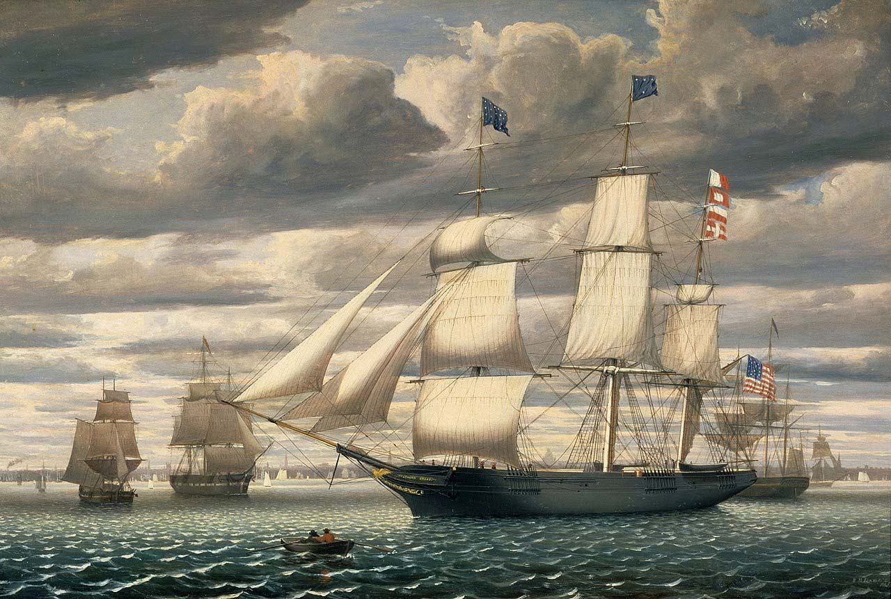 A clipper ship in full sail