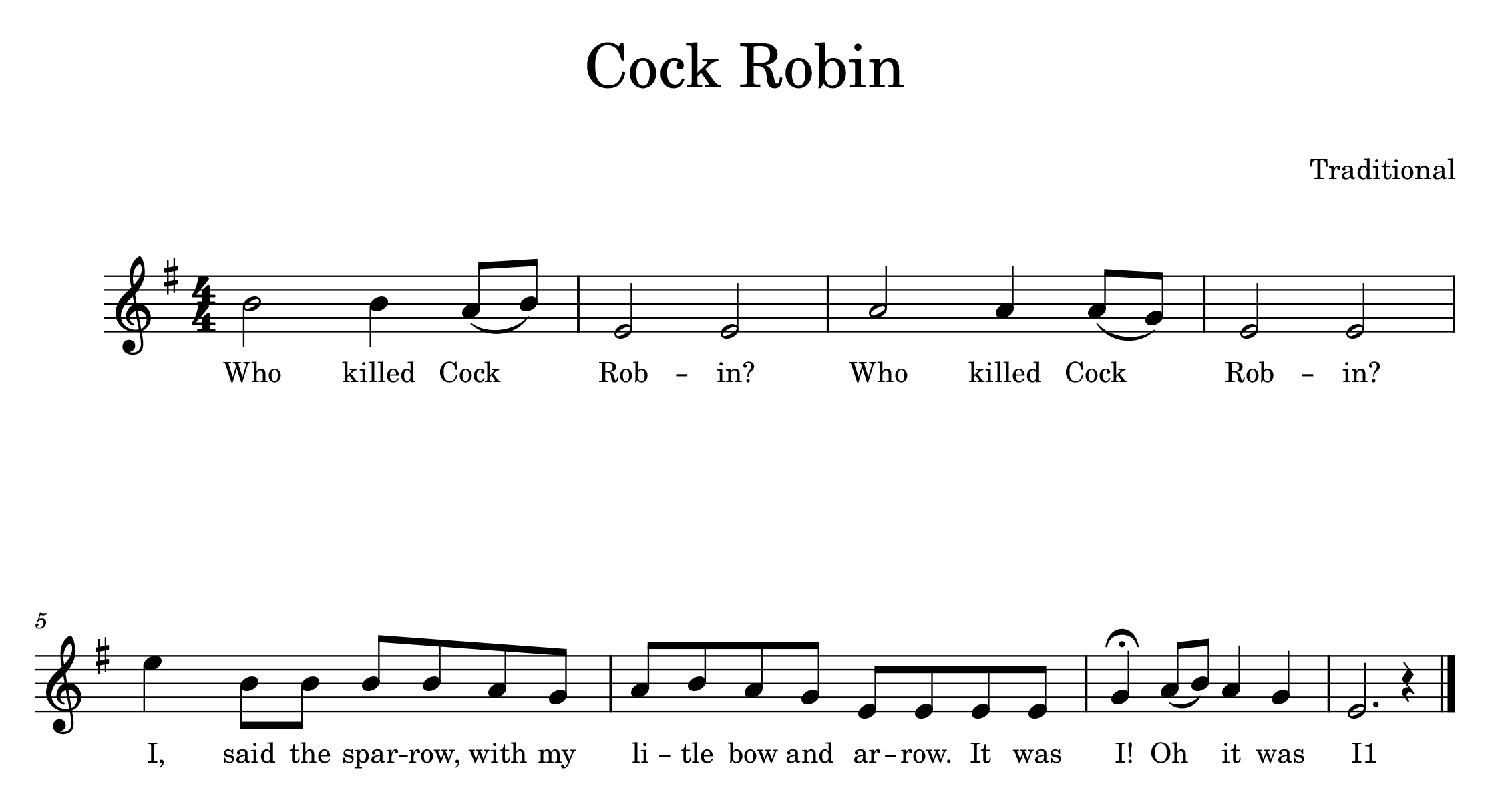 Sheet music for "Cock Robin"