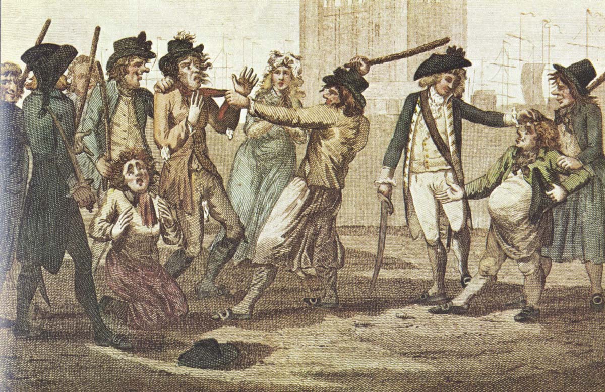 18th-century cartoon of men being pressed into service