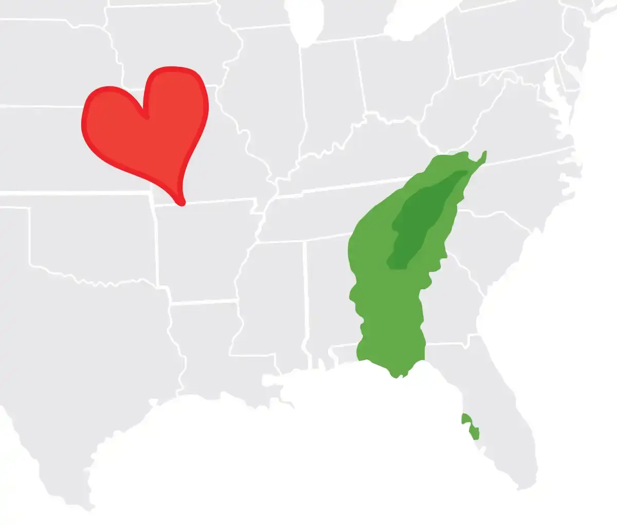 Map showing states affected by Hurricane Helene