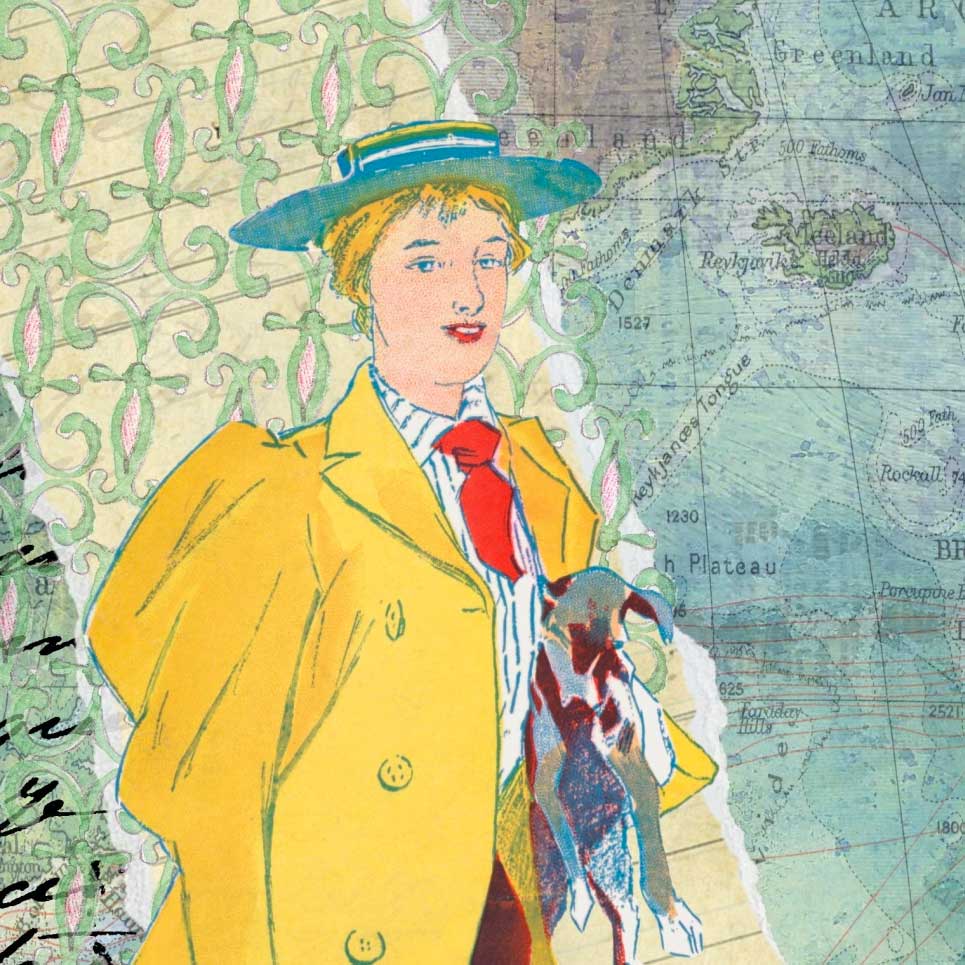 Vintage-style image of a woman traveler