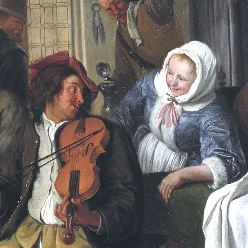 Detail from the painting "Interior of a Tavern with Card Players and a Violin Player" by Jan Steen